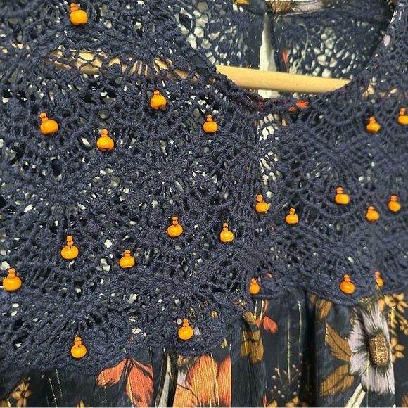 Anthro Mynah’s Reynu Taandon Cristy Crochet Blouse Floral Multicolor Boho XS NWT - Picture 3 of 11